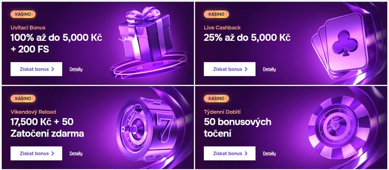 Bonusy pro SG Casino - 100% do 12 500 Kč a 200 otočení zdarma