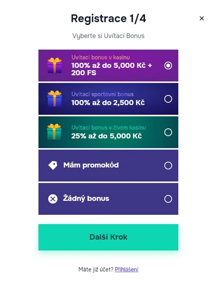 Registrace a přihlášení do SG Casino